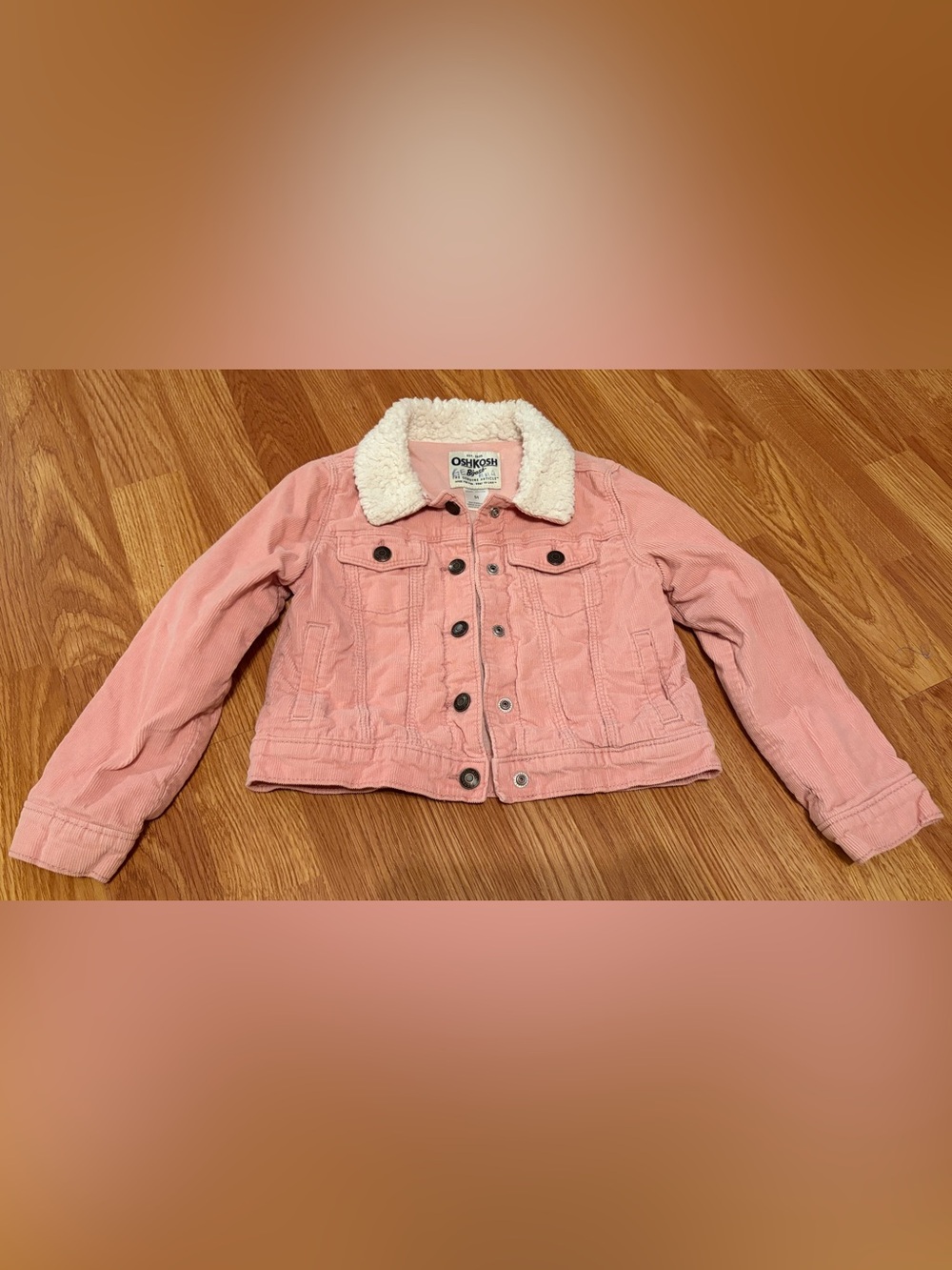 OshKosh B’gosh Girls Pink Corduroy Sherpa Jacket Size 5T